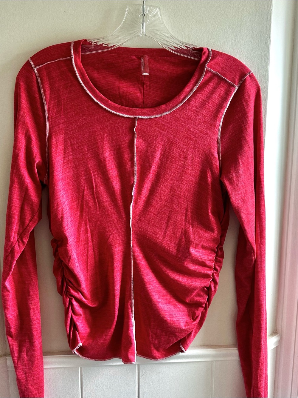 Free People Movement FP Right On Run Long Sleeve Layer Winterberry Top M Ruched